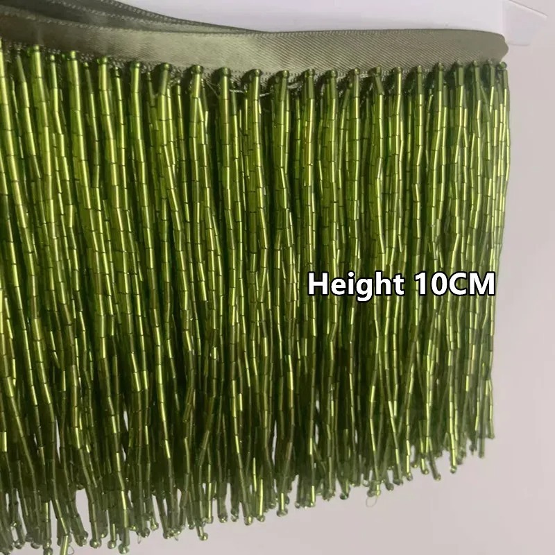 Beaded Trim Fringe - พู่ประดับลูกปัดสีเงินแดงขนาด 10 ซม. สำหรับตกแต่งชุดแต่งงานและชุดราตรี รุ่น RS3052