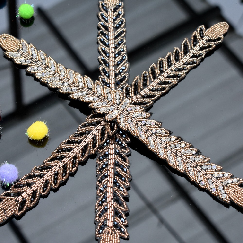 ใบยาว leaf handmade applique ค - Beaded Trim Fringe บทวิจารณ์และราคา