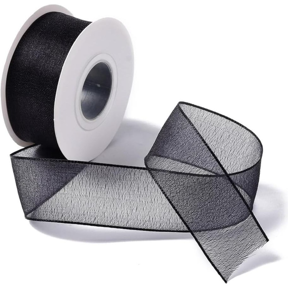 ริบบิ้นผ้าออร์แกนซ่าสีดำขนาด 1 - Organza Ribbon Spool บทวิจารณ์และราคา