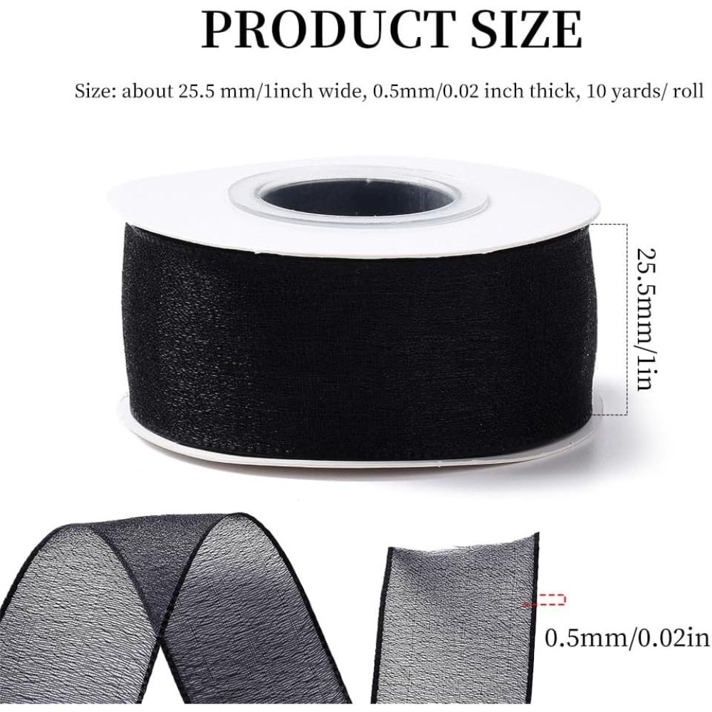 ริบบิ้นผ้าออร์แกนซ่าสีดำขนาด 1 - Organza Ribbon Spool บทวิจารณ์และราคา
