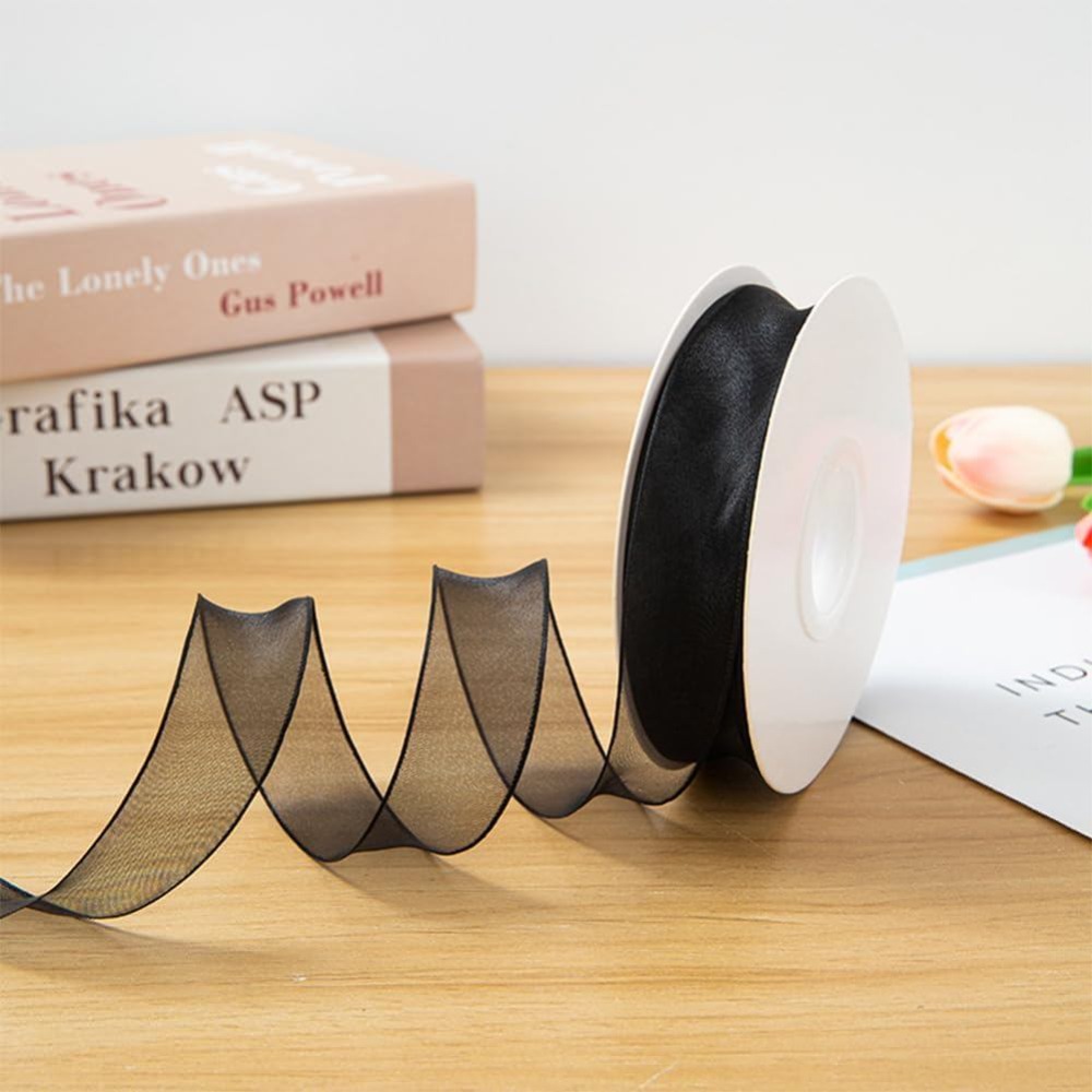 ริบบิ้นผ้าออร์แกนซ่าสีดำขนาด 1 - Organza Ribbon Spool บทวิจารณ์และราคา