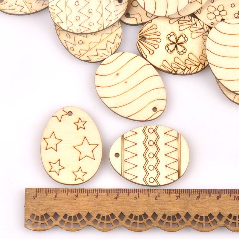 25Pcs ผสมอีสเตอร์ไข่ไม้หัตถกรร - Embellishments For Scrapbooking บทวิจารณ์และราคา