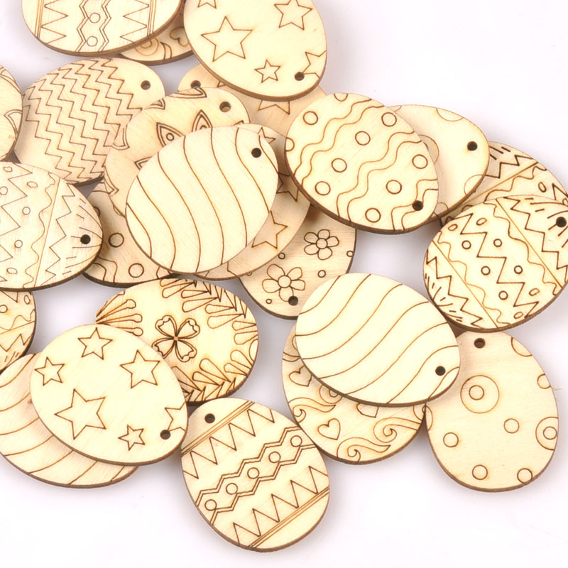 25Pcs ผสมอีสเตอร์ไข่ไม้หัตถกรร - Embellishments For Scrapbooking บทวิจารณ์และราคา