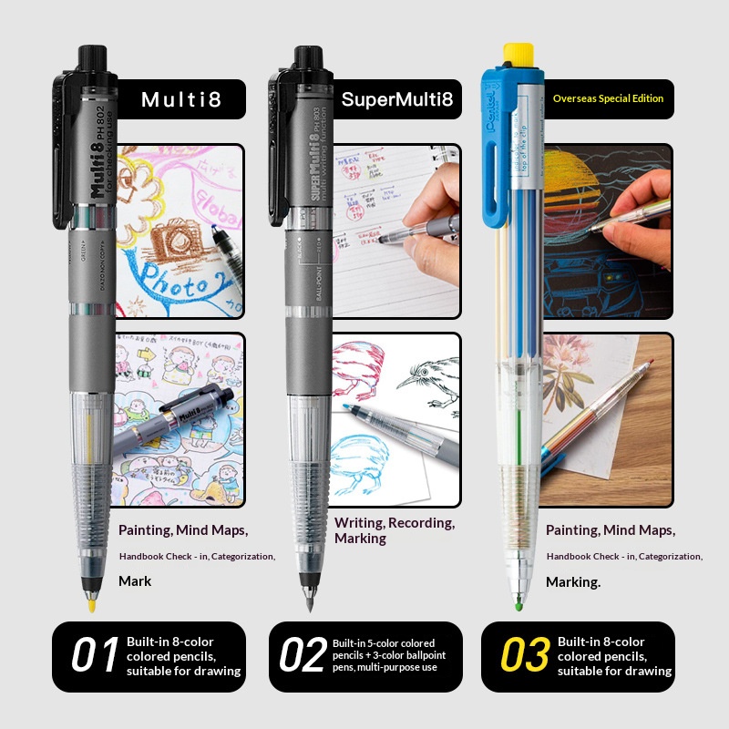เพนเทล มัลติ 8 อิน 1 คัลเลอร์  - Staedtler Pencil Lumocolor บทวิจารณ์และราคา