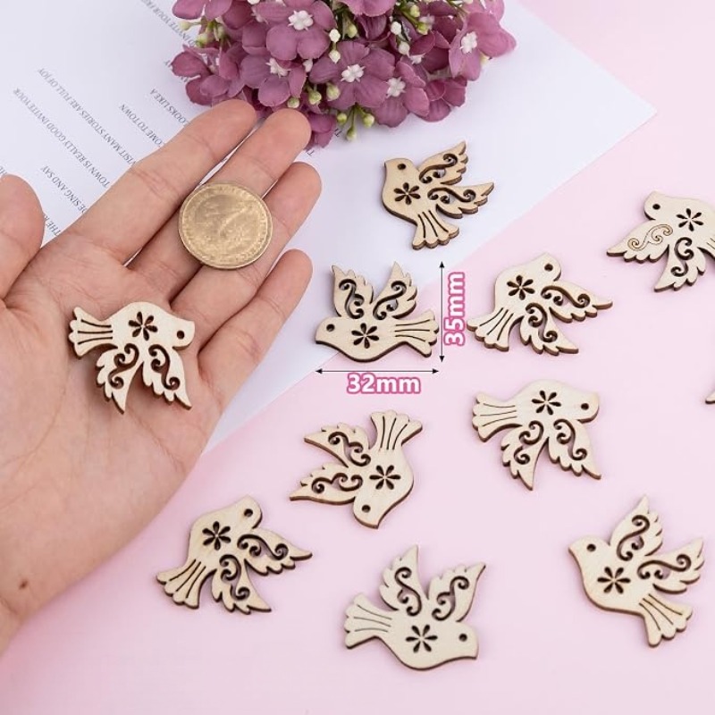 50 ชิ้น แผ่นไม้รูปนกพิราบสำหรั - Embellish Craft บทวิจารณ์และราคา