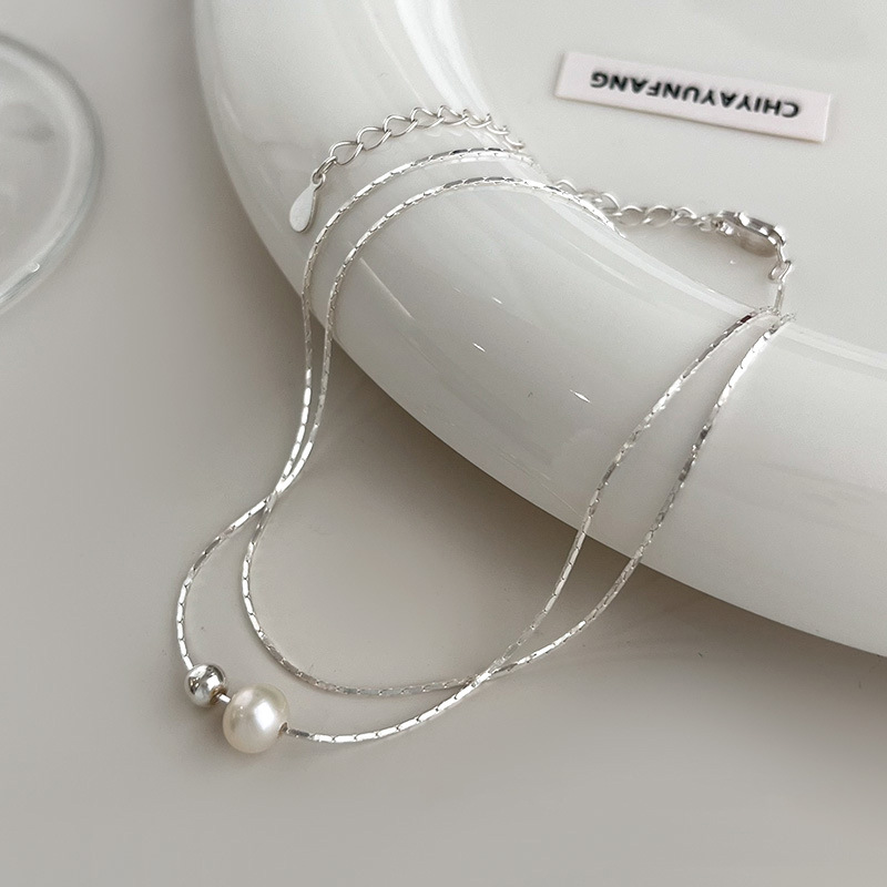 คริสต์มาสของขวัญ 925 เงินสเตอร - Pearl Trim Chain บทวิจารณ์และราคา