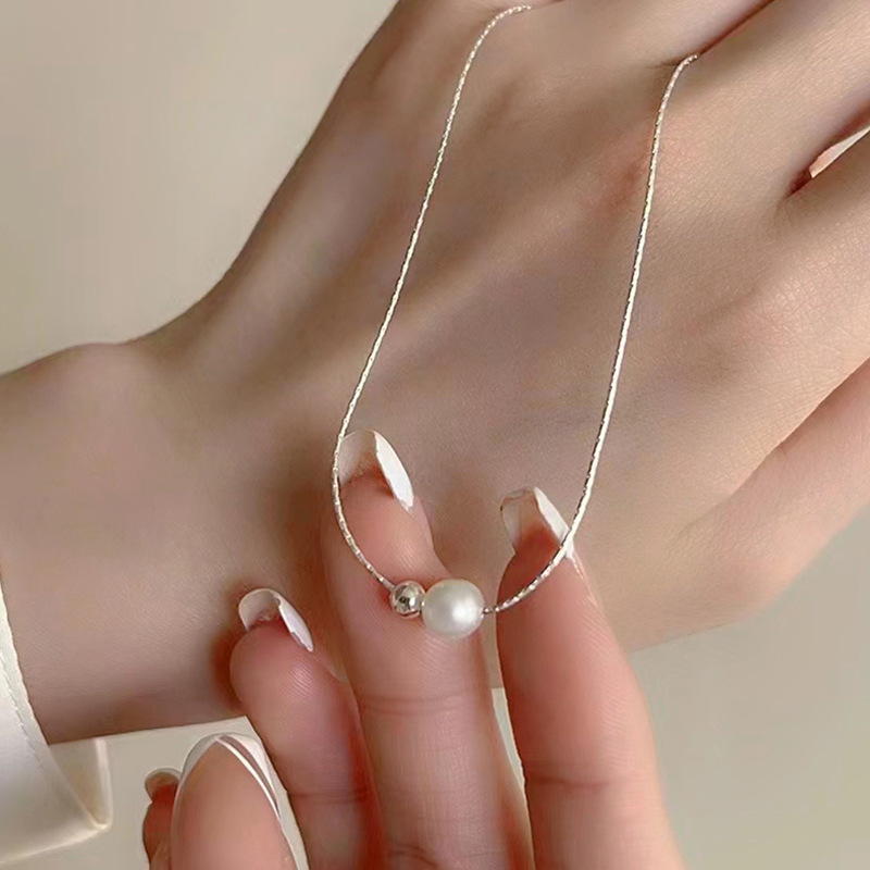คริสต์มาสของขวัญ 925 เงินสเตอร - Pearl Trim Chain บทวิจารณ์และราคา