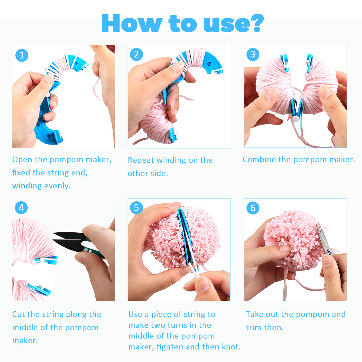 ชุดอุปกรณ์ทำลูกปอมปอม 8 ชิ้น 4 - Pom Pom Maker Tool บทวิจารณ์และราคา